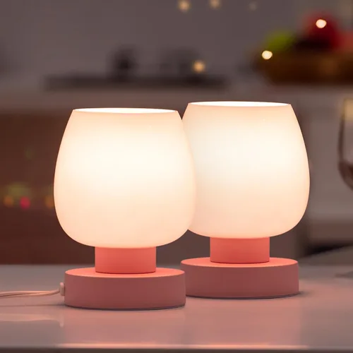 Vista 20 de Lámpara de Mesa de Noche Táctil - Lámpara Pequeña Rosa para Dormitorio con Puertos de Carga USB C+A, Regulable de 3 Niveles, Lámpara de Escritorio