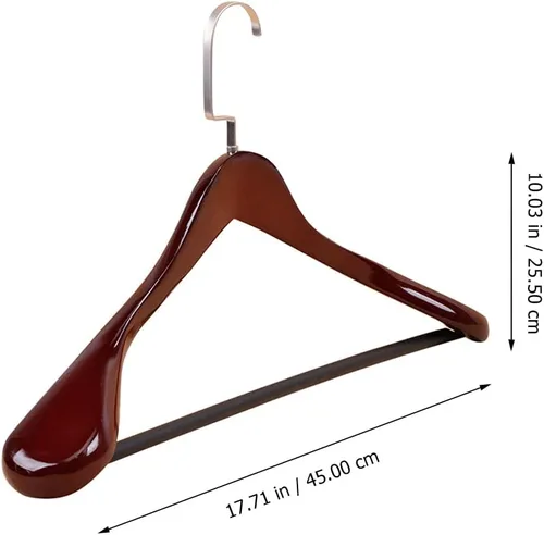 Vista 2 de Hemoton Perchas de madera con hombros anchos, perchas de madera con acabado liso para armario, perchas resistentes de madera maciza para ropa