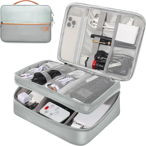 Vista 10 de CILLA Organizador de Electrónica para Viajes, Estuche Organizador de Cables de Viaje, Bolsa Compacta de Accesorios Electrónicos para Cable, Cordón