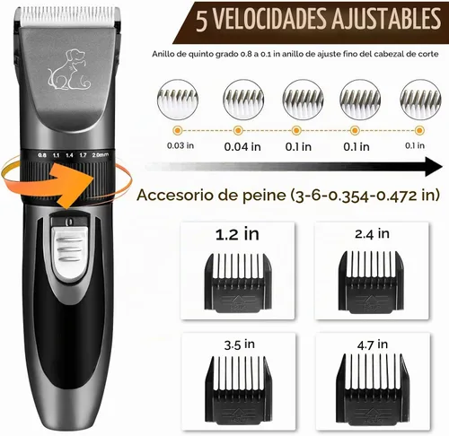 Vista 4 de Cortapelos profesionales para perros, kit recargable de aseo