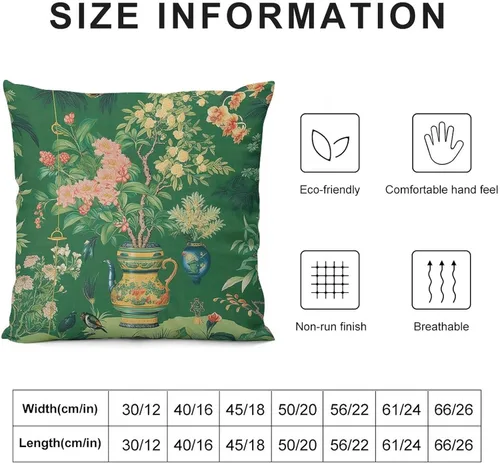 Vista 7 de Funda de almohada tradicional de jarrón Ming verde chinoiserie, funda de cojín asiática de 18 x 18 pulgadas, funda de almohada decorativa de jarrón