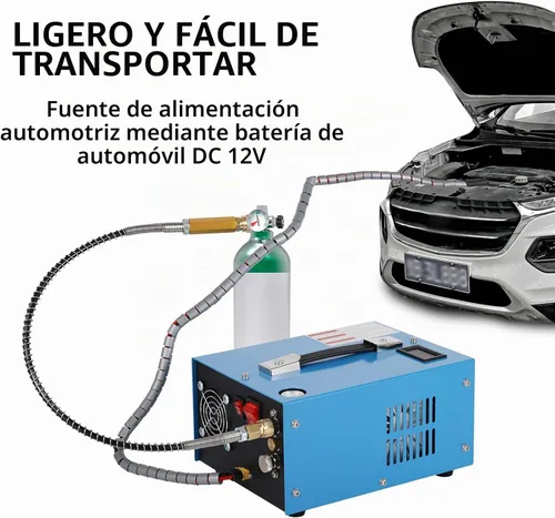 Vista 6 de Compresor de aire PCP, compresor de tanque de buceo de 4500 Psi/30 MPa, fuente de alimentación de 12 V CC/120 V CA, convertidor de potencia