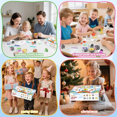 Vista 7 de Kit de arcilla de secado al aire para niños, arcilla para modelar para niños, modelo de arcilla mágica, no pegajosa, suave y ultraligera