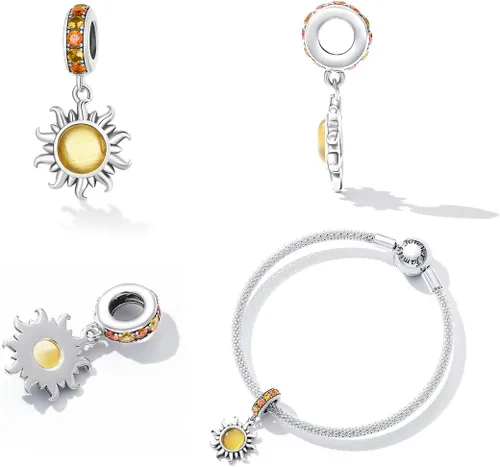 Vista 115 de Abalorios de plata de ley para pulseras, collares, familia para siempre, circonita cúbica, regalo de joyería para mujeres