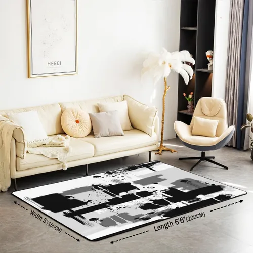 Vista 2 de Feelyou Tapete de interior de arte abstracto para niños y niñas, alfombra geométrica de 3 x 5 pulgadas, ultra suave, retro, circular, geométrica