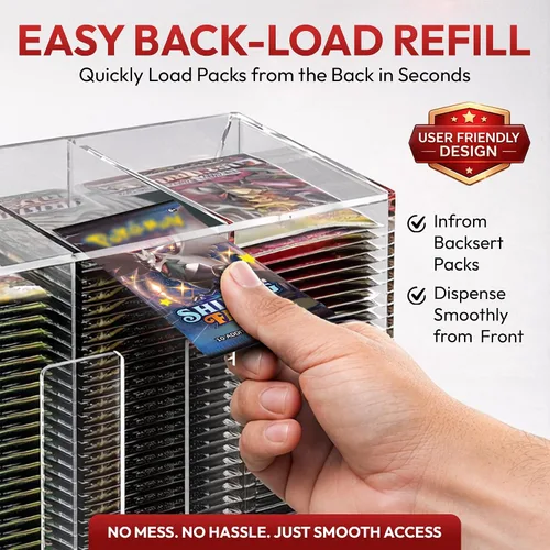 Vista 6 de Collector's First Pick Dispensador de 6 ranuras con base transparente – Se adapta a 240 paquetes de refuerzo de tarjetas coleccionables – Compatible
