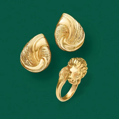 Vista 6 de Ross-Simons Italian 18kt Yellow Gold Lion Head Ring