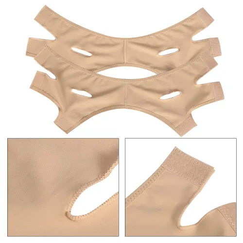 Vista 8 de Cinturón adelgazante de levantamiento de pesas, correa de barbilla para mujer, con forma de V, correa de máscara delgada, línea facial, vendaje