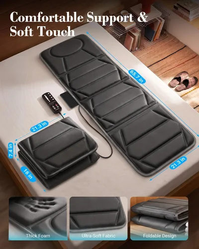 Vista 7 de Full Body Massage Mat with Heat, 2026 Upgraded 66.5" Massage Pad Gray