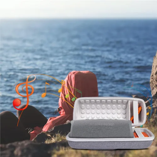 Vista 7 de Khanka Funda de transporte de repuesto para altavoz Bluetooth inalámbrico portátil impermeable JBL Charge 4/5. Espacio adicional para cargador y Gris