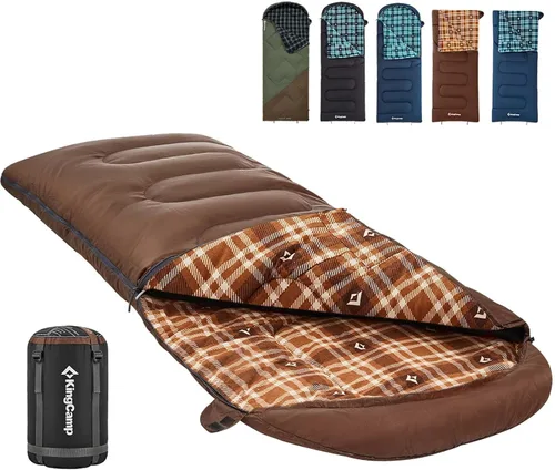 Vista 12 de KingCamp Sleeping Bag for Adults, Cold Weather & Warm XL Big and Tall Flannel Sleeping Bags with Compression Sack Portable Waterproof Essentials