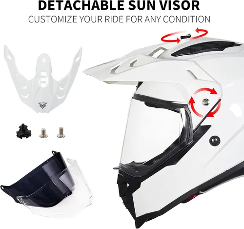 Vista 9 de VCOROS Adventure - Casco de motocicleta todoterreno VS-908 para ATV, bicicleta de tierra y motocross, de cara completa para adultos, aprobado por DOT