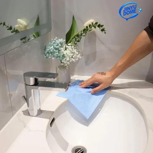 Vista 9 de Paños de limpieza desechables de cocina, paños reutilizables para cocina, baño, limpieza del hogar (azul, paquete de 100 unidades)