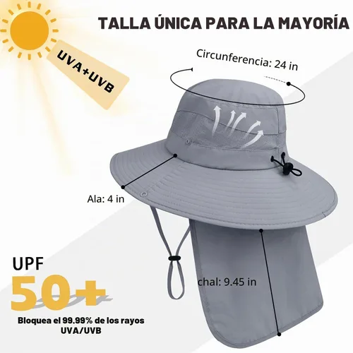 Vista 6 de Sombreros de sol para hombres y mujeres, protección UPF 50+, sombrero de Grisoscuro