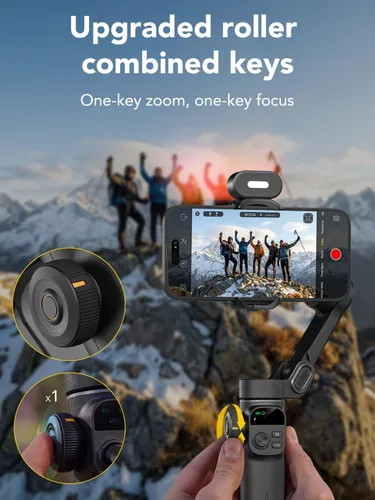 Vista 4 de AOCHUAN Gimbal de mano X2 con poste incorporado y luz RGB Negro