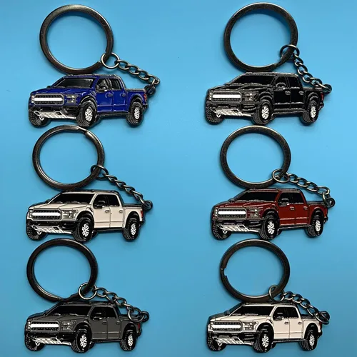 Vista 7 de Llavero de Coche para Ford F150 Accesorios Llavero de Metal Modelo 3D Camioneta Pickup (Azul)
