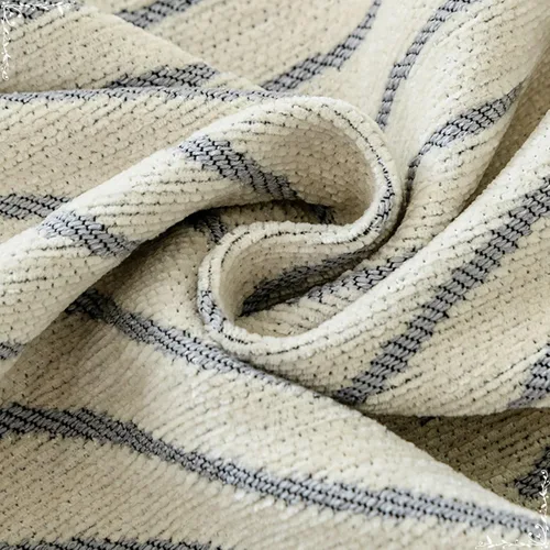 Vista 4 de Funda de sofá de chenilla, diseño de líneas geométricas grises con borlas, funda de sofá para perros, chenilla, 71 pulgadas de ancho x 51 pulgadas