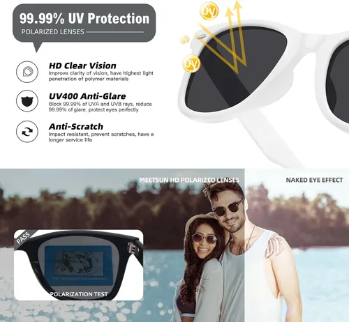 Vista 49 de MEETSUN Polarized Sunglasses for Women Men Classic Retro Square Frame Driving Sun Glasses UV Protection
