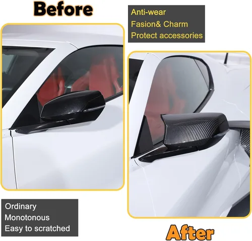 Vista 2 de Cubierta protectora de espejo retrovisor lateral compatible con Chevrolet Corvette C8 2020-2023, tapa de la cubierta del espejo retrovisor