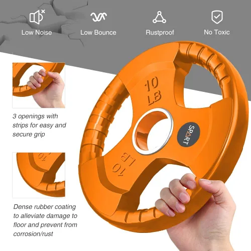 Vista 3 de SPART Placas de Peso Olímpico de 2 Pulgadas con Recubrimiento de Goma de Color en Pares o Individual para Entrenamiento de Fuerza, Levantamiento