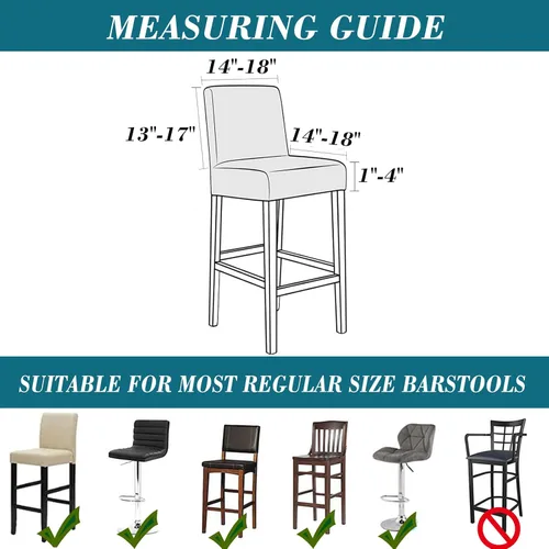 Vista 6 de HFCNMY Fundas para taburetes de bar, paquete de 2 fundas elásticas para taburetes de bar con respaldo, fundas de taburete de bar de jacquard