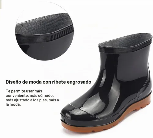 Vista 4 de Botas de lluvia para hombre, resistentes y antideslizantes, antideslizantes, de plástico, de cemento, botas de lluvia de tobillo