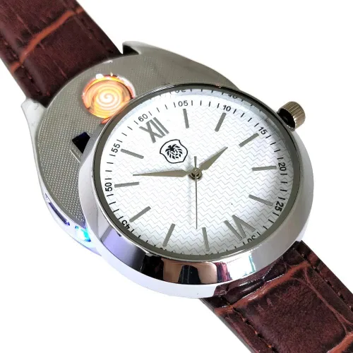 Vista 4 de Mens Military Watch Cigarette Electric Lighter with USB Rechargeable Quartz Wristwatch