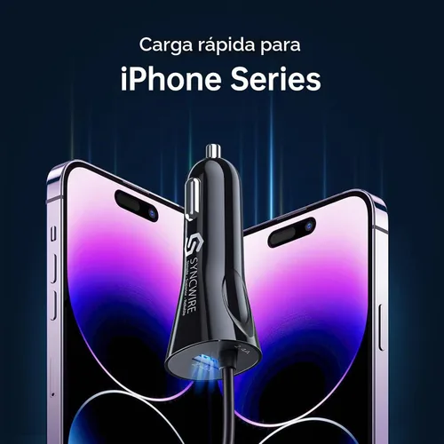 Vista 6 de Syncwire Cargador de coche para iPhone - Actualización [certificado Apple MFi] Adaptador de carga de coche de 4.8 A/24 W con cable Lightning
