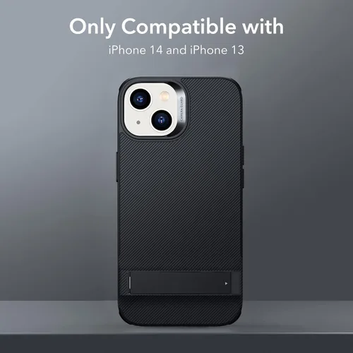 Vista 2 de ESR Funda con Soporte Metálico Compatible con Funda para iPhone 14 y Funda para iPhone 13, 3 Modos de Soporte, Protección contra Caídas de Grado