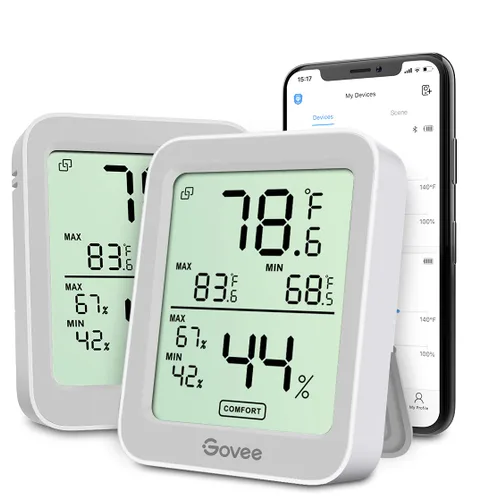 Vista 12 de Govee Higrómetro Digital Higrómetro Interior Termómetro de Habitación H5075, Medidor de Temperatura y Humedad Bluetooth con Control Remoto
