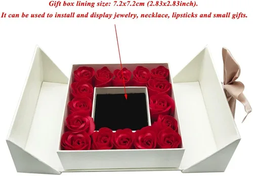 Vista 5 de BRINGSMART Flor de rosa roja regalo de boda día de la madre familia amigos joyería collar pulsera anillo de rosa roja caja de regalo de cumpleaños