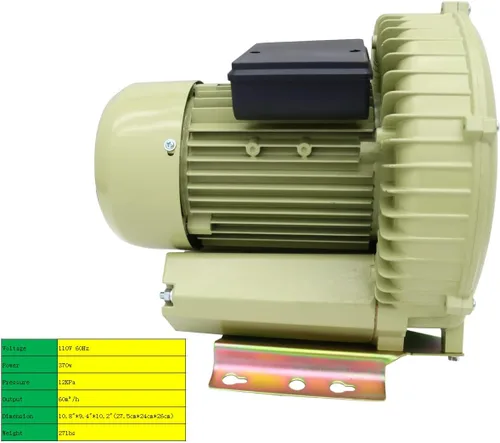 Vista 4 de INTBUYING Bomba industrial 110V 60HZ del ventilador de aire del vórtice del tanque de peces del estanque de los mariscos de la acuicultura