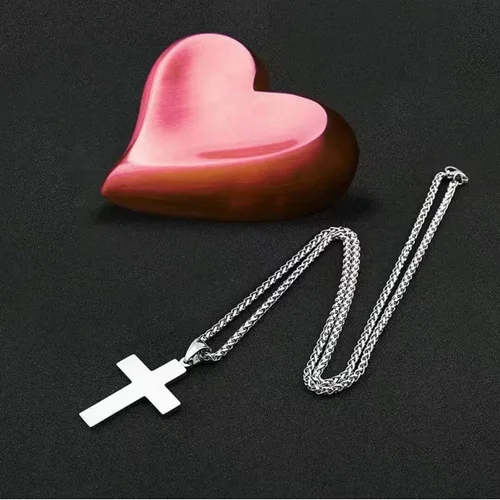 Vista 5 de Collar con colgante de cruz patriótica de la bandera estadounidense, joyería religiosa para hombres, Acero inoxidable, No es una piedra preciosa