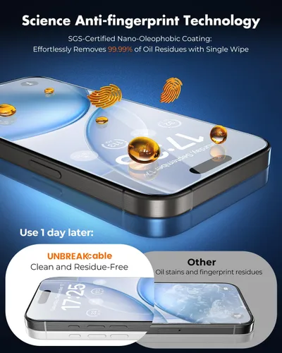 Vista 7 de UNBREAKcable - Protector de pantalla de cobertura completa para iPhone 15, paquete de 3
