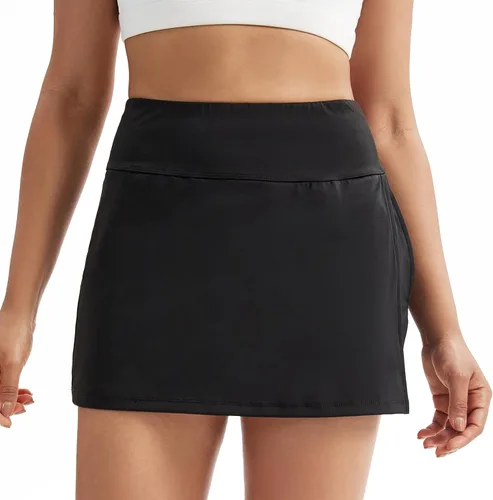 Vista 5 de Blaosn Pantalones cortos con falda para mujer, para gimnasio, yoga, atletismo, entrenamiento, correr, tenis, falda linda para niñas, ropa de moda