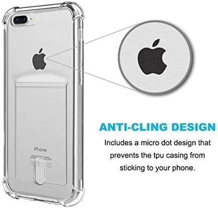 Vista 6 de Funda transparente con tarjetero [ajuste delgado] [compatible con cargador inalámbrico] Funda protectora de TPU suave que absorbe los golpes