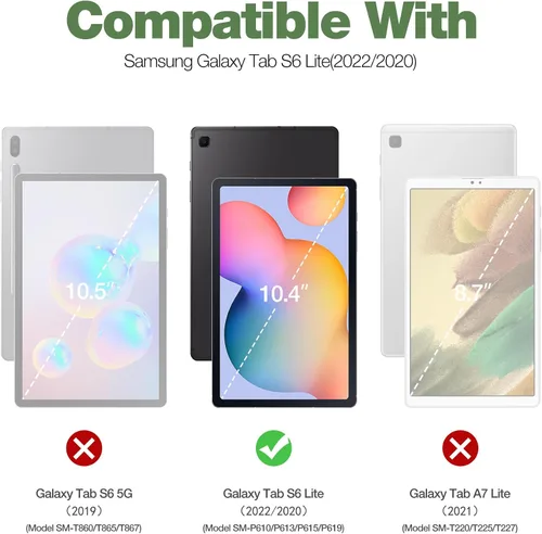 Vista 2 de Dexnor Funda para Samsung Galaxy Tab S6 Lite de 10.4 pulgadas 2024/2022/2020, [Protector de pantalla integrado y soporte] con portabolígrafos