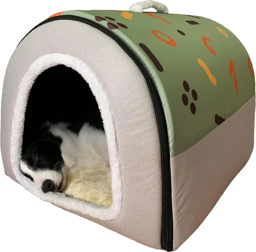 Vista 47 de Cama para gato o cama para perro, 2 formas de uso, casa de mascotas para interior con alfombra esponjosa, cubierta extraíble y lavable, fondo Grúas