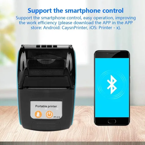 Vista 2 de Tangxi Impresora térmica, PT - 210 Impresora portátil de recibos DC 9V/2A Bluetooth Impresora de facturas térmicas 203DPI Interfaz Power Jack Mini