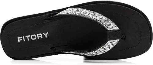 Vista 3 de FITORY Sandalias de plataforma con diamantes de imitación para mujer