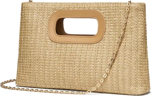 Vista 3 de CHUNLI Chic Straw Clutch Purses for Women with Top Handle Summer Bag, Ideal Vacation Handbags and Woven Boho Beach Bags
