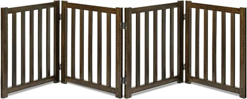 Vista 18 de LZRS Puerta para perros de madera independiente plegable de 2 paneles para interiores – Madera dura sólida de 24" de alto, puerta de seguridad
