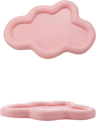 Vista 2 de MY MIRONEY Bandeja de resina de 4.13 x 2.76 pulgadas para joyas, plato decorativo en forma de nube, bandejas de platos rosados, soporte para llavero