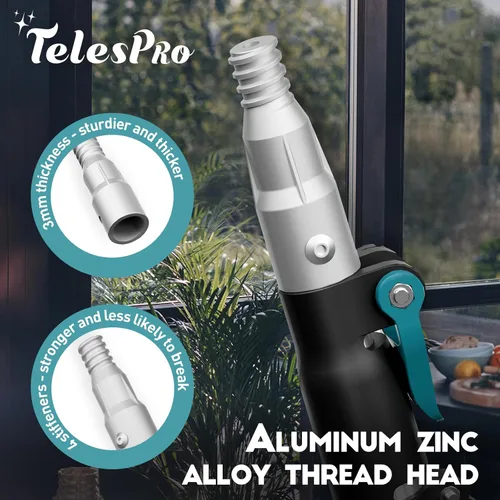 Vista 7 de TelesPro Escobilla de ventana de alto alcance de 20 pies con poste de extensión de 5 a 12 pies, herramienta de limpieza de ventanas con poste
