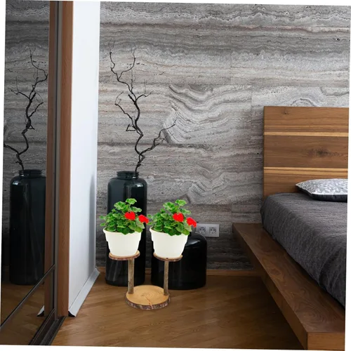 Vista 3 de Kisangel Soporte de madera maciza para macetas de plantas de múltiples capas decorativo para plantas