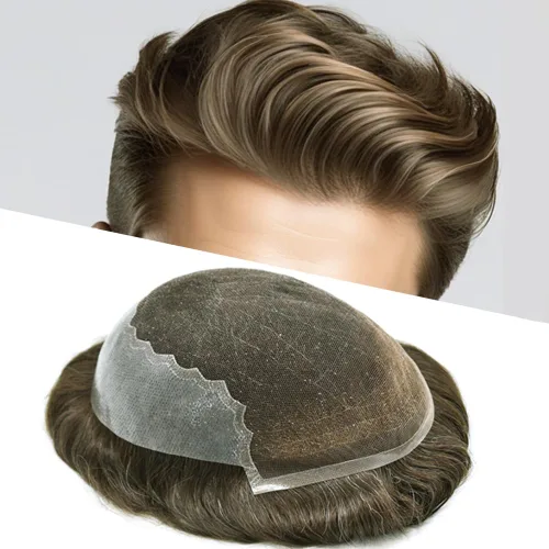 Vista 62 de Mens Toupee Human Hair Replacement System Swiss Lace Toupee For Men Hair Piece Protesis Capilar Mens Hairpiece 5X7#1 Jet Black 120% Density