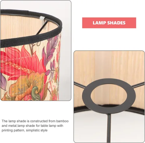 Vista 3 de Uonlytech Pantalla tejida de bambú de 11.81 pulgadas, pantalla de lámpara de mesa impresa para dormitorio, comedor, decoración de reemplazo