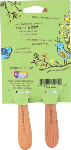 Vista 2 de Talisman Designs Diseño de bosque de mermelada y cuchara de madera de haya grabada con láser, juego de esparcidor de mermelada, herramienta