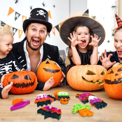 Vista 6 de Paquete de 24 mini juguetes sensoriales antiestrés de Halloween para niños y niñas, regalos de fiesta de Halloween, bolsas de golosinas