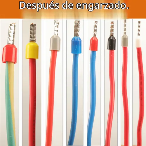 Vista 5 de Juego de terminales con casquillos de alambre de 900 piezas - 8 tipos de conectores AWG 22-7, surtido de terminales de punta, conector de engaste